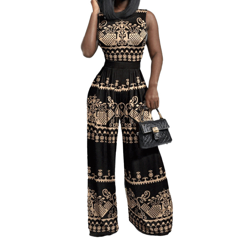 Damen Jumpsuit Weites Bein Florales Design Eveloria