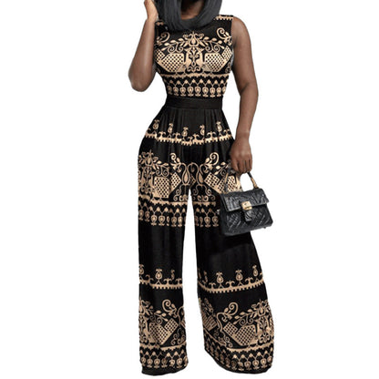 Damen Jumpsuit Weites Bein Florales Design Eveloria