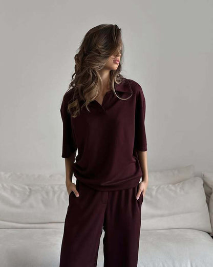 Damen Jumpsuit mit Kragen Stilvoll Bequem Eveloria