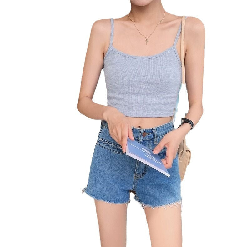 Damen Cropped Elastisch Schmale Träger