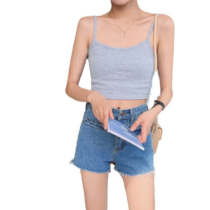Damen Cropped Elastisch Schmale Träger