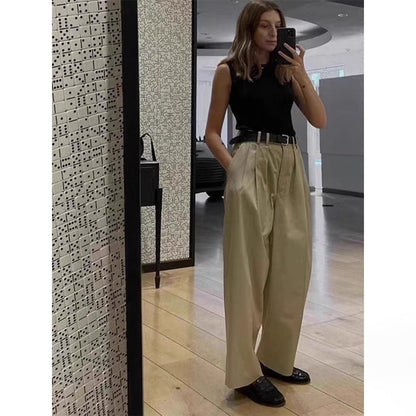 Damen Weite Stoffhose Hochgeschnitten Eveloria