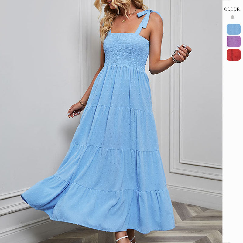 Damen Maxikleid Rüschenträger Schwingender Saum Eveloria - Eveloria
