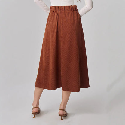 Damen A-Linie Midi-Rock mit Knöpfen Elegant