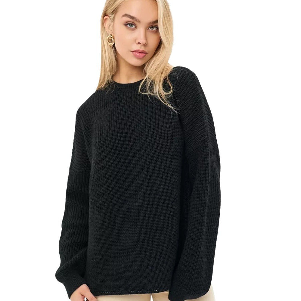 Damen Grobstrickpullover Lockerer Pullover Strukturiertes Design
