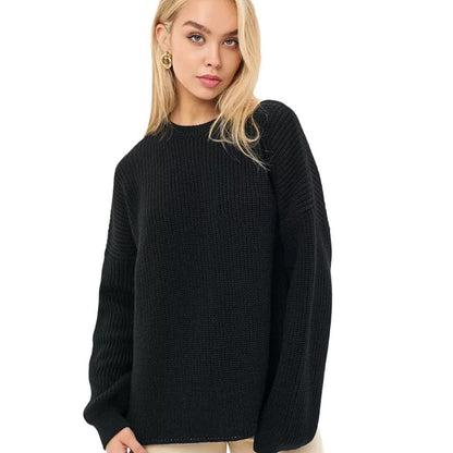 Damen Grobstrickpullover Lockerer Pullover Strukturiertes Design