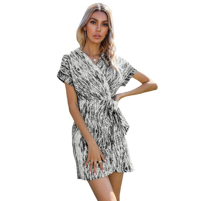 Damen Wickelkleid Lässiger Schnitt Bindegurt Trend