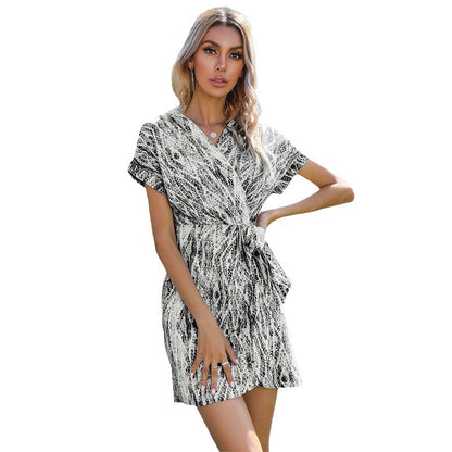 Damen Wickelkleid Lässiger Schnitt Bindegurt Trend