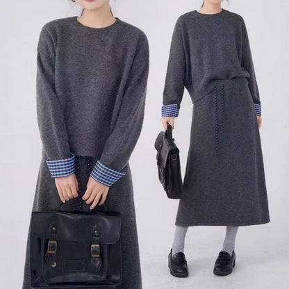 Damen Strickkleid mit Abnehmbarem Kragen und Tunnelzug Eveloria - Eveloria