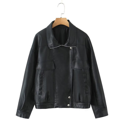 Damen Kunstlederjacke Modern Praktisch Eveloria