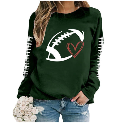 Damen Sweatshirt Fußball-Motiv Lässiger Schnitt Grau Eveloria