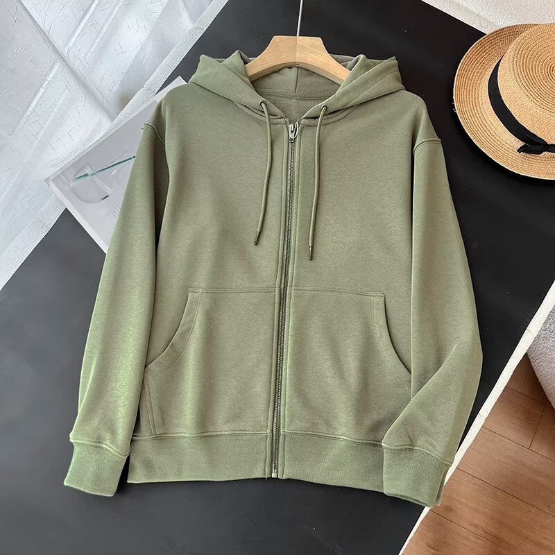 Damen Zip-Hoodie Sportlich Kängurutaschen Grau Eveloria