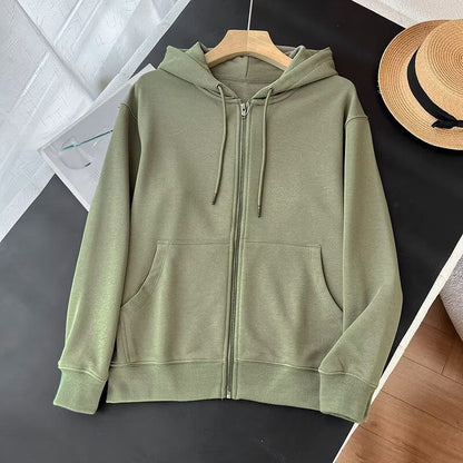 Damen Zip-Hoodie Sportlich Kängurutaschen Grau Eveloria