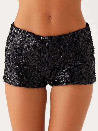 Damen Glitzer Shorts Elastischer Bund