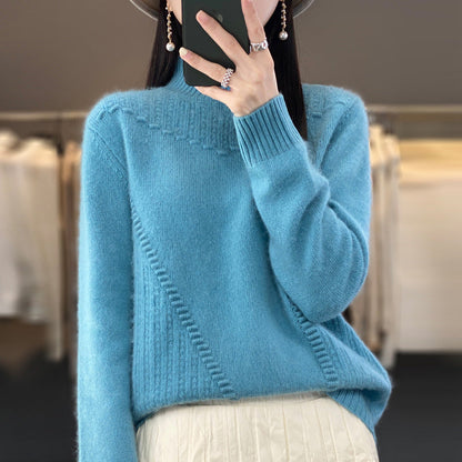 Damen Strickpullover Strukturiert Asymmetrisch Eveloria
