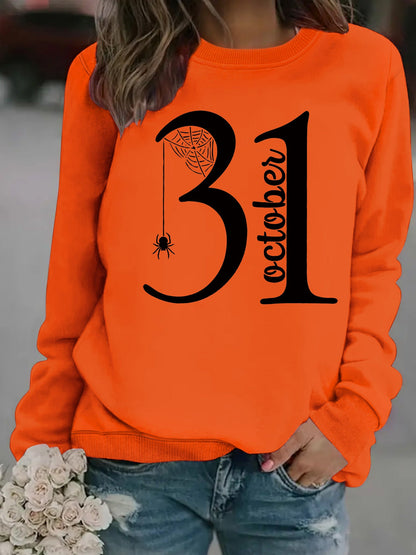 Damen Sweatshirt Halloween-Motiv Bequem Grau Eveloria