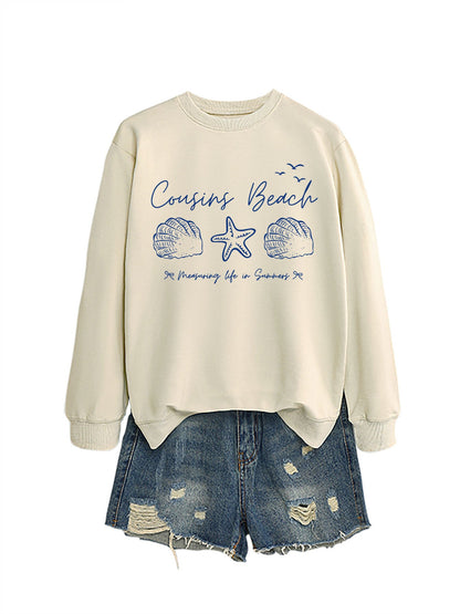 Damen Sweatshirt Maritimes Motiv Bequamer Schnitt Grau Eveloria