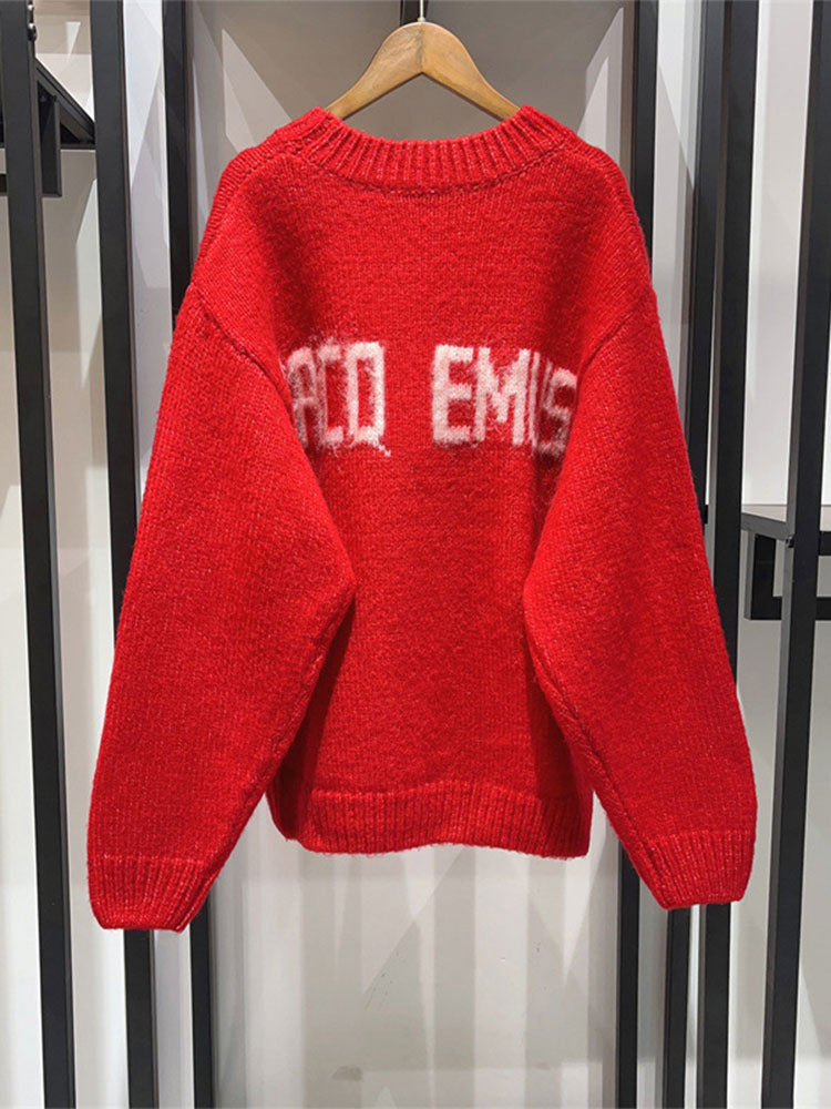 Damen Strickpullover mit Schriftzug Eveloria