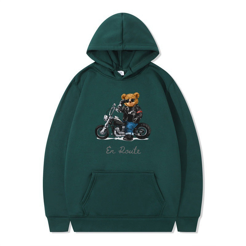Damen Kapuzenpullover Bärenmotiv Lässig Grau Eveloria