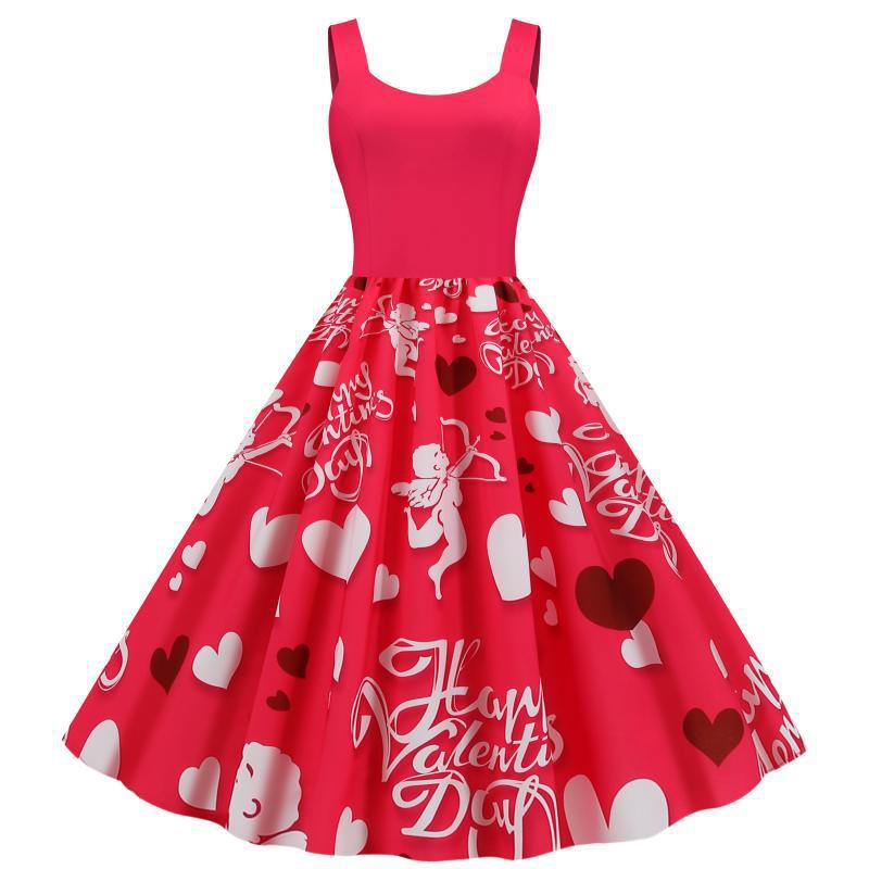 Damen Swing-Kleid Herzmotive Eveloria - Eveloria