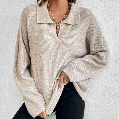 Damen Pullover Strukturiertes Rippdesign Eveloria