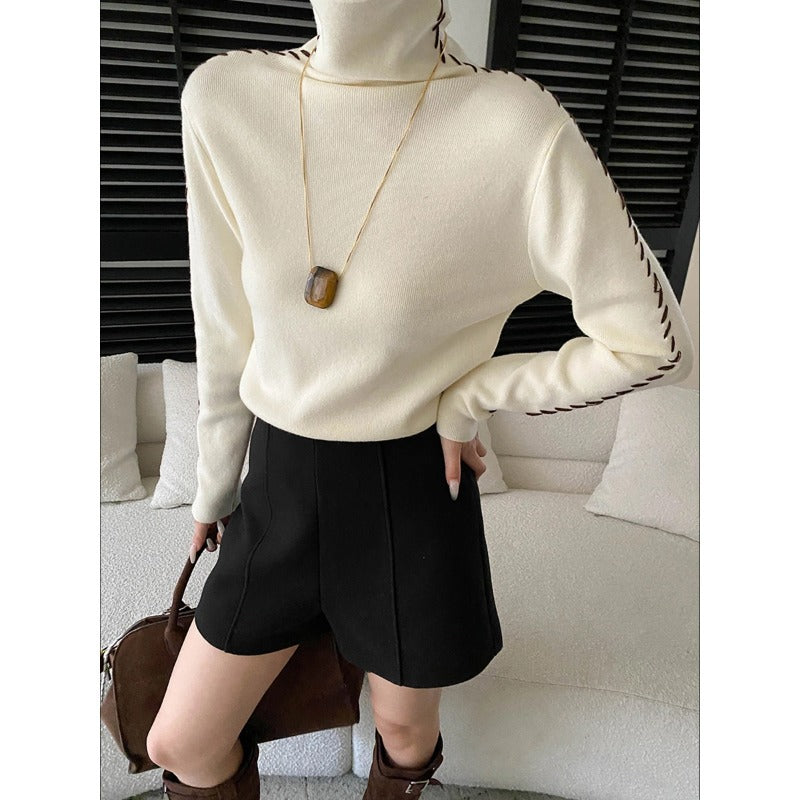 Damen Rollkragenpullover Elegantes Design mit Seitendetails - Eveloria