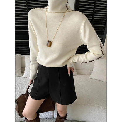 Damen Rollkragenpullover Elegantes Design mit Seitendetails - Eveloria