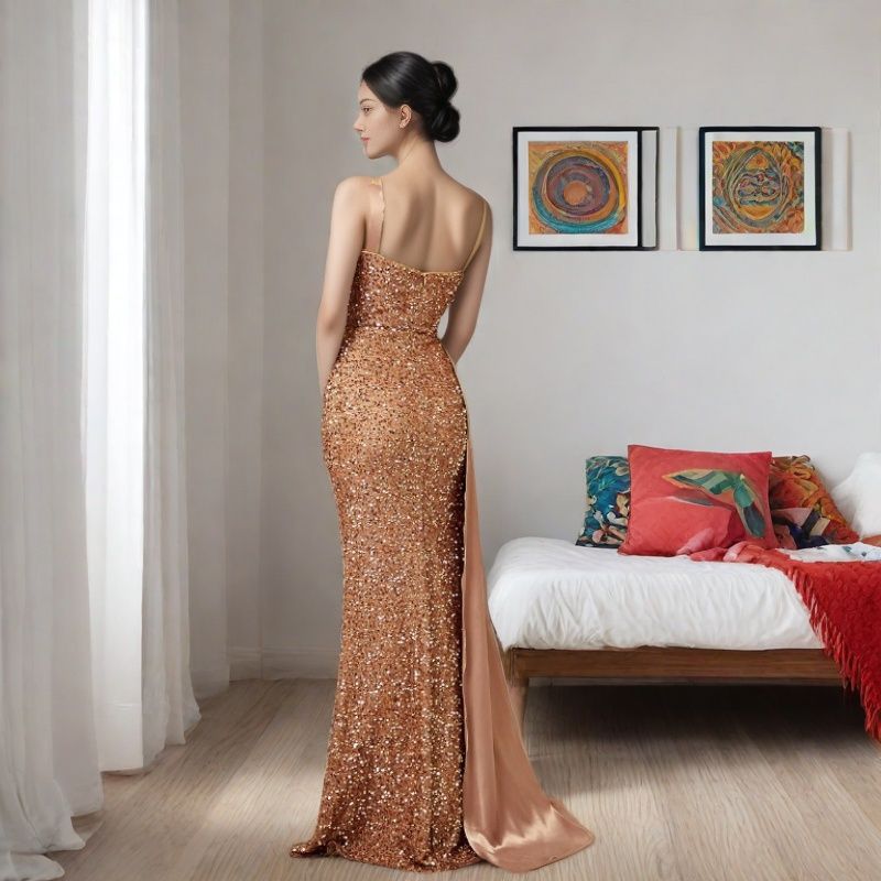 Eveloria Damen Abendkleid Pailletten Elegant