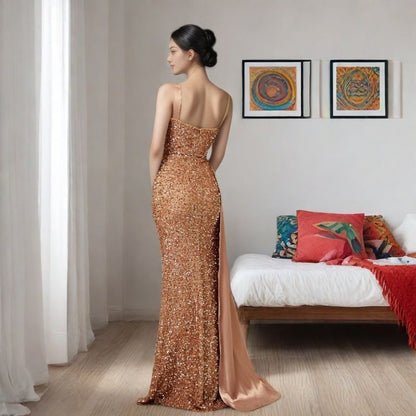 Eveloria Damen Abendkleid Pailletten Elegant