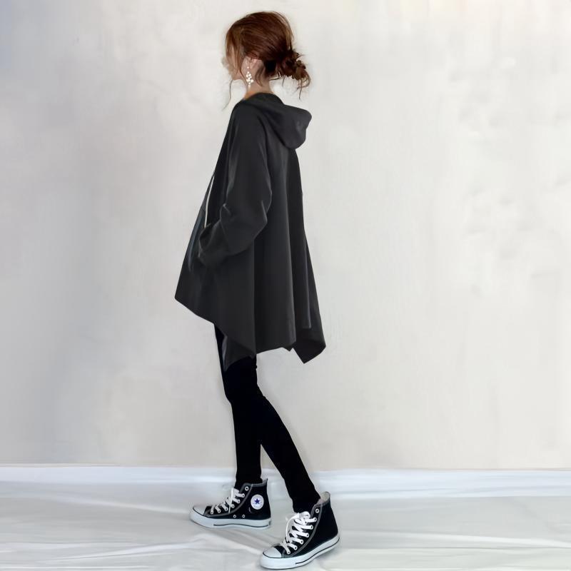 Damen Kapuzenponcho Asymmetrisch Mit Taschen Eveloria