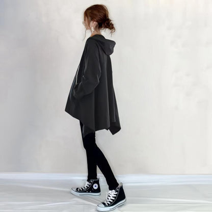 Damen Kapuzenponcho Asymmetrisch Mit Taschen Eveloria