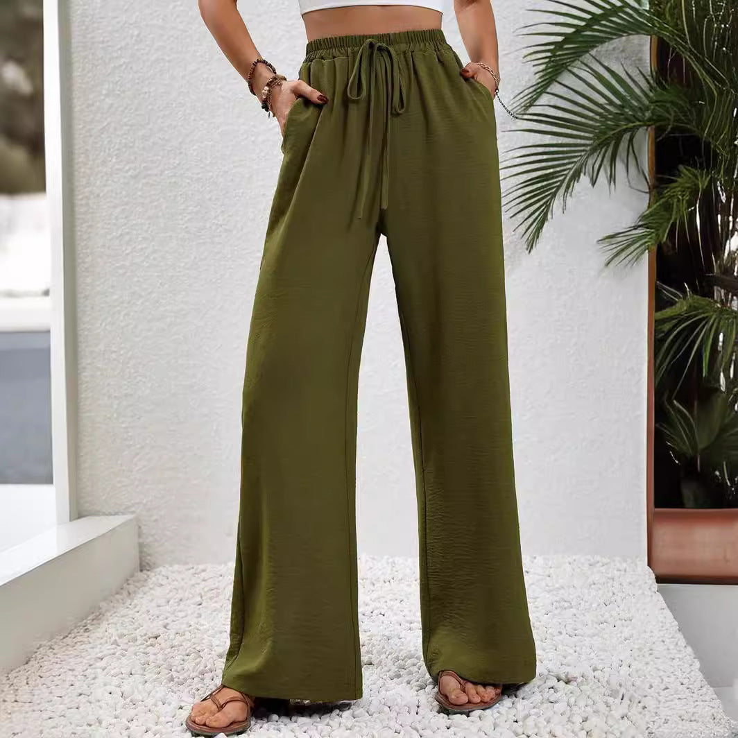 Damen Sommerhose Weite Elastischer Bund Beige