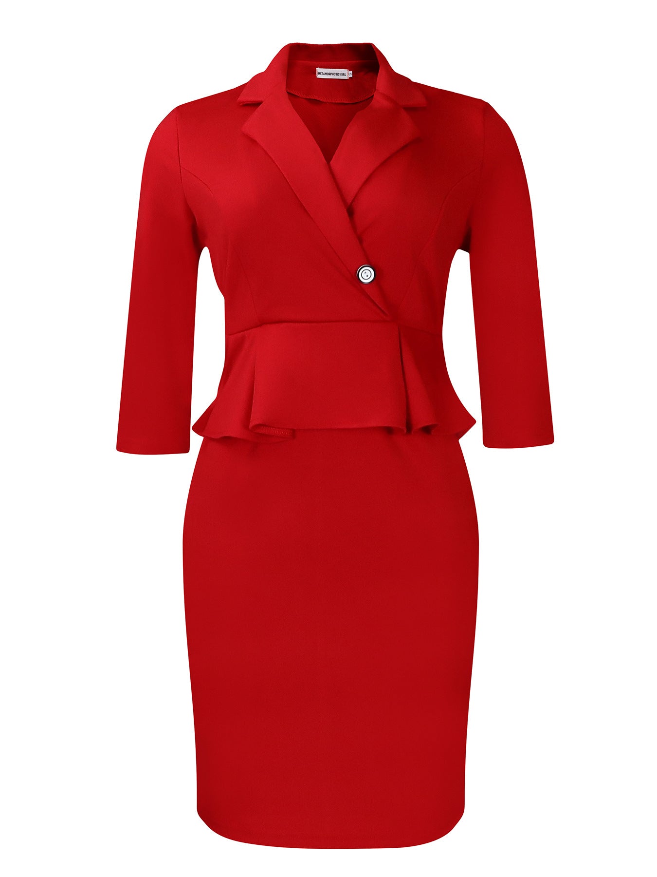 Damen Blazer-Kleid Peplum Schnitt Elegantes Revers Eveloria