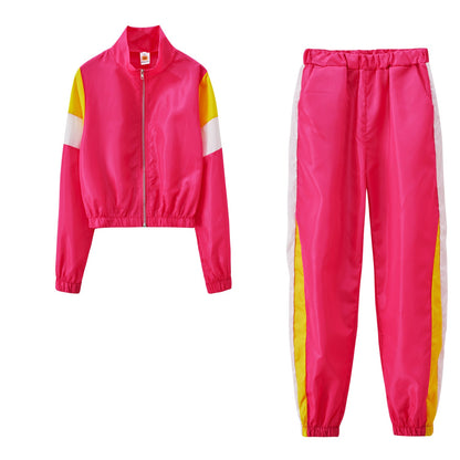 Damen Sport-Trackset Elastisch Mit Stehkragen Eveloria