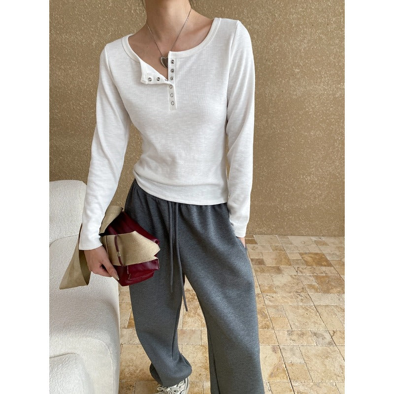 Damen Langarmshirt mit Knöpfen Eveloria - Eveloria