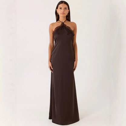 Damen Maxikleid Spitzen-Bustier Fließend Eveloria