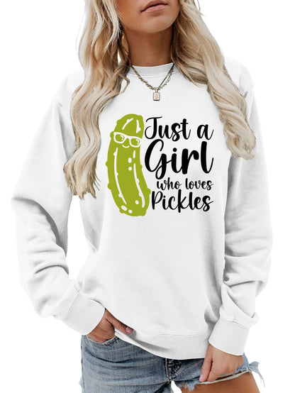 Damen Sweatshirt mit Gurkenmotiv und Lässigem Schnitt