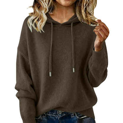 Damen Oversized Kapuzensweatshirt Texturiert Kordelzug Grau