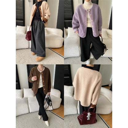 Damen Fleecejacke Kuschelig Knöpfe Praktische Taschen Eveloria