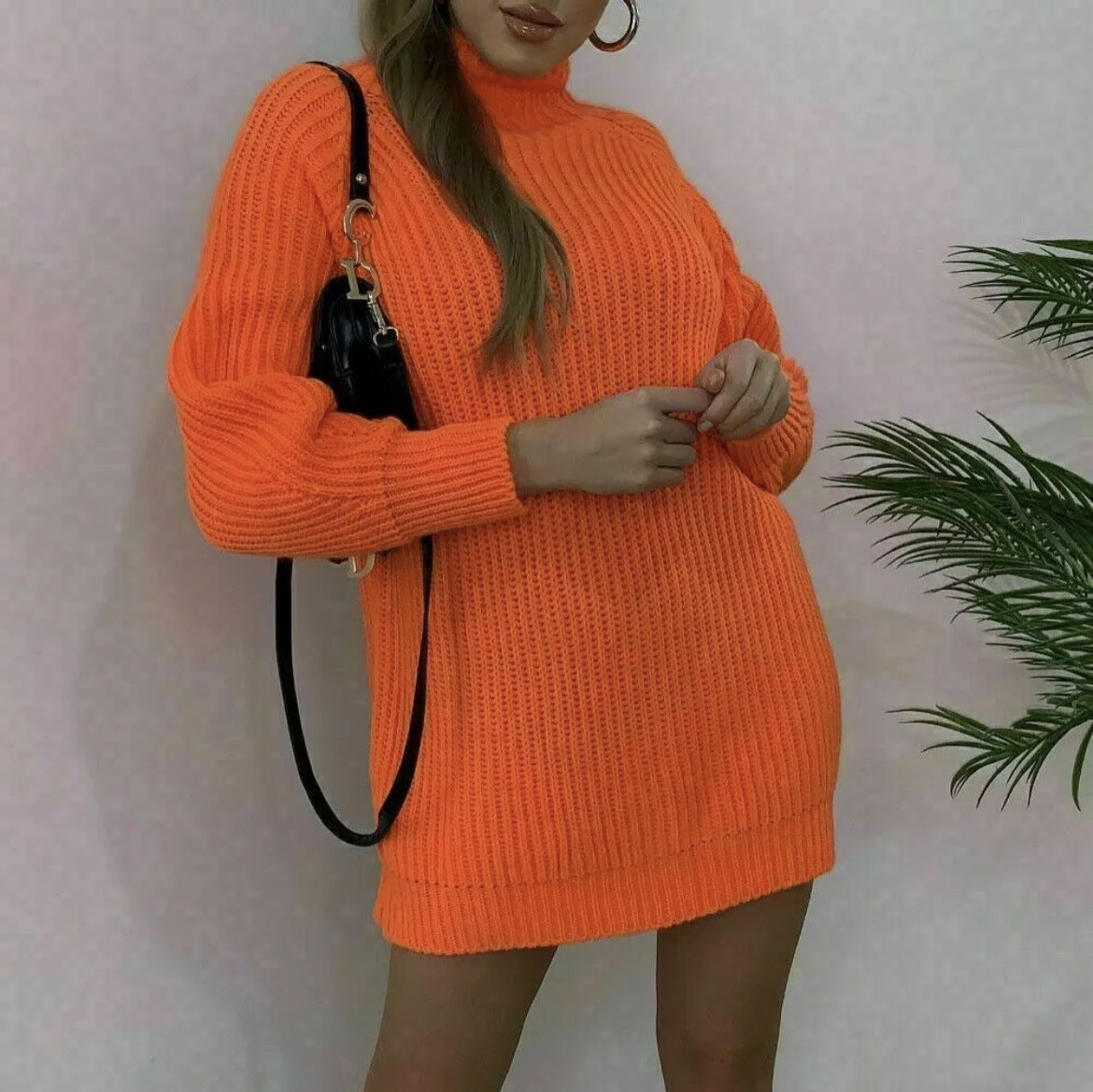 Damen Strickpullover Rollkragen Hochwertig Grün