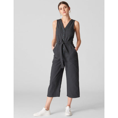 Damen Jumpsuit Breite Beine Taillengürtel Eveloria