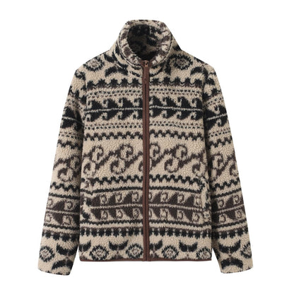 Damen Fleecejacke Hochkragen Muster Eveloria