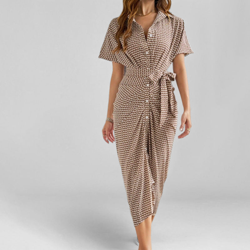 Damen Hemdblusenkleid Tailliert Eveloria