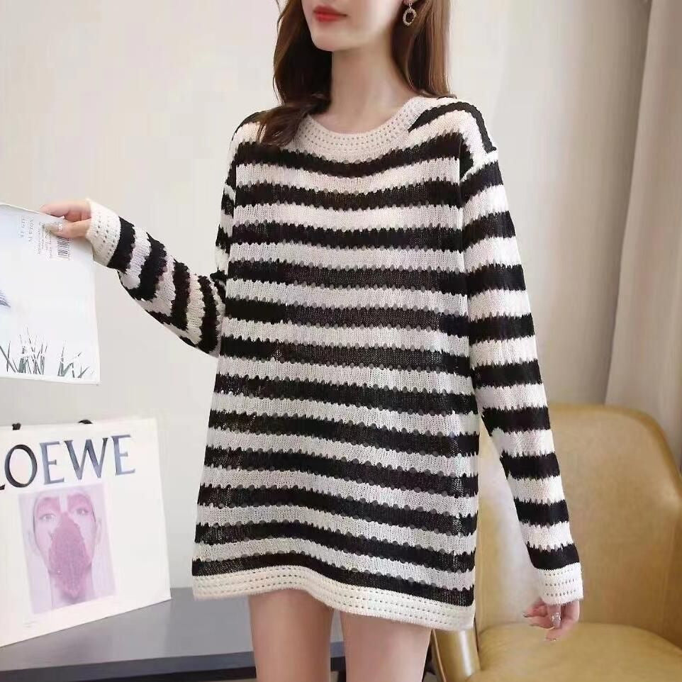 Damen Strickpullover Gestreift Weit