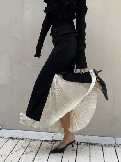 Damen Maxi-Rock Lagenlook Mit Schlitzen Eveloria