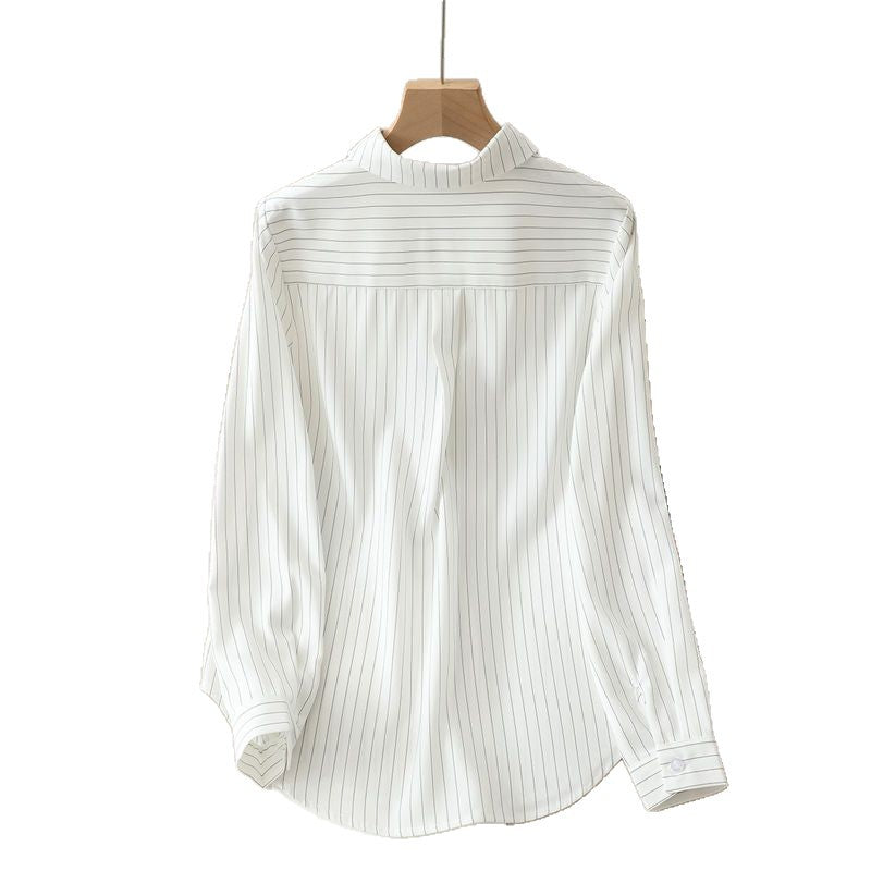 Damen Bluse Langärmlig Feines Streifenmuster Eveloria