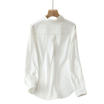 Damen Bluse Langärmlig Feines Streifenmuster Eveloria