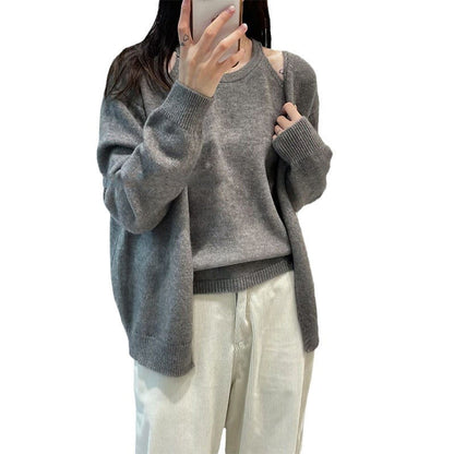 Damen Strickpullover Flauschig Lässiger Schnitt Offene Ärmel