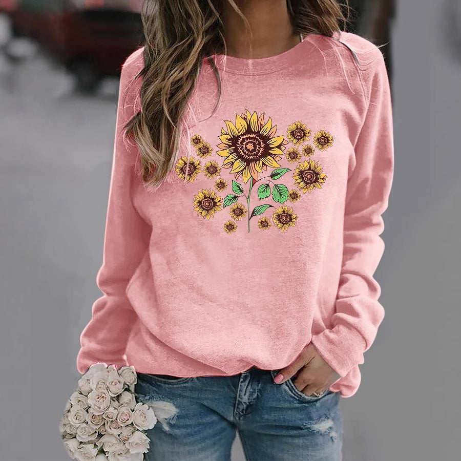 Damen Sweatshirt Floralmotiv Bequem Grün