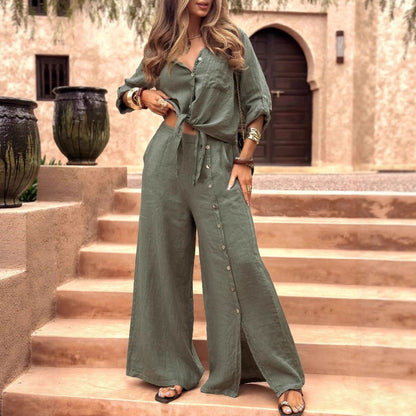Damen Lässiges Hemd und Hose Set Eveloria
